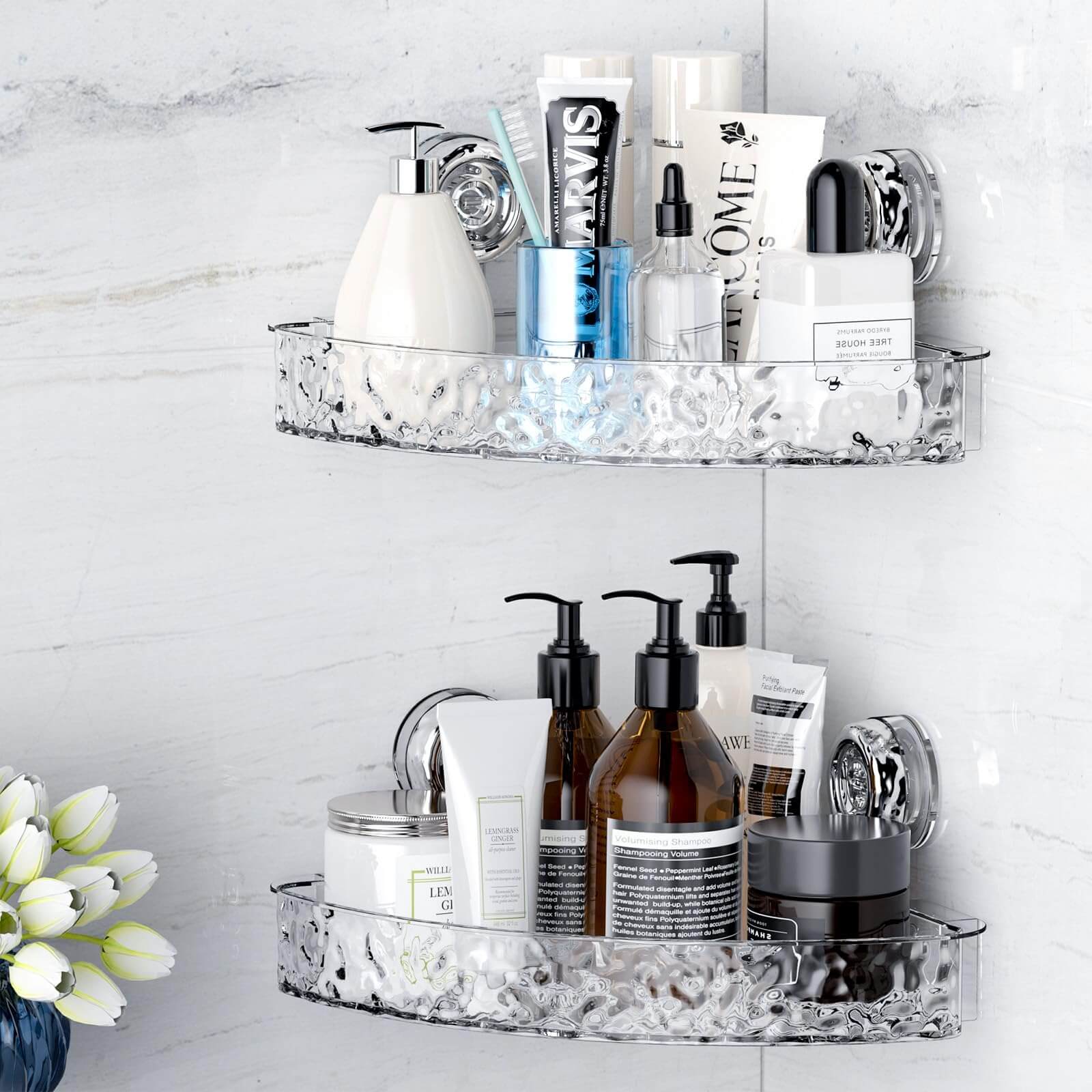 Suction Corner Crystal Shelf