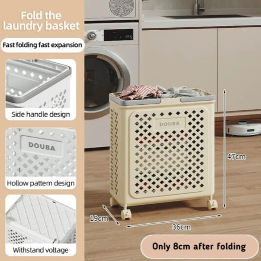 Rolling Foldable Laundry Basket
